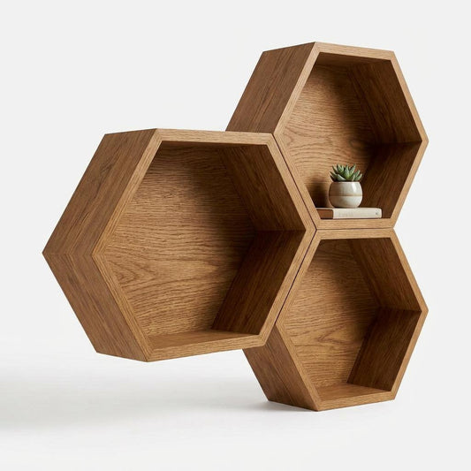 Vera Geometric Hexagon Wall Shelves (Set of 3)